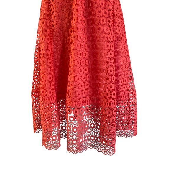 J. Crew Women's Lace Dress Coral Sleeveless Fit & Flare Party Cocktail Dress 2 - Picture 15 of 16